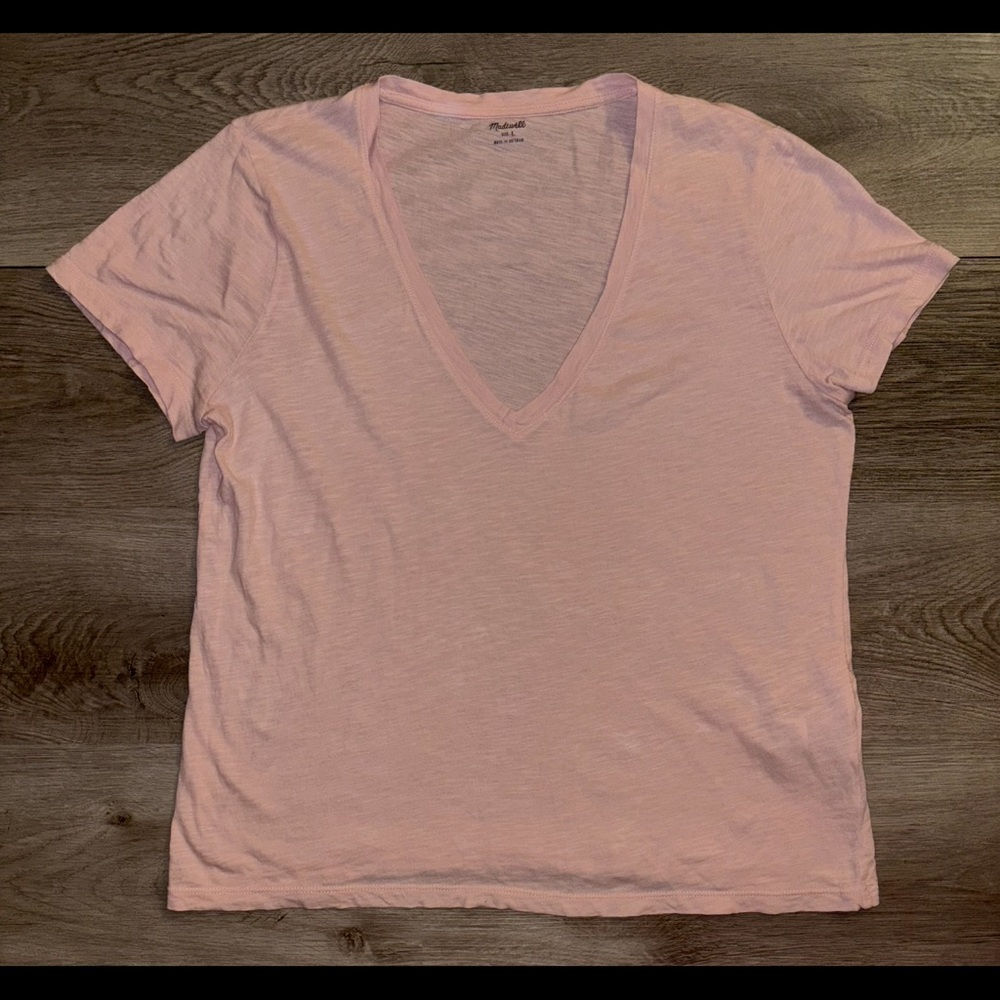 Madewell Light Pink V-Neck Short Sleeve Tee